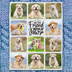 Bästa vän har Tass Pet Photo Collage Hund älskare Fleecefilt
