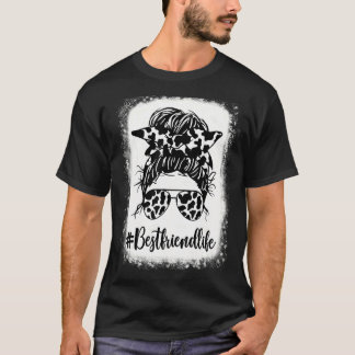 Bästa vän Life Cow Messy Bun Hair Bleached Mothe T Shirt