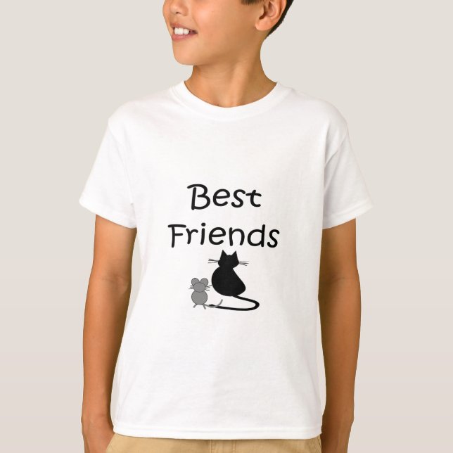 Bästa vän-- Mus och katt T-shirt (Framsida)