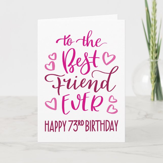 Bästa vän någonsin 73-års typografi i rosa kort (Framsida)