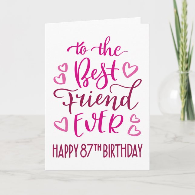 Bästa vän någonsin 87-års typografi i rosa kort (Framsida)