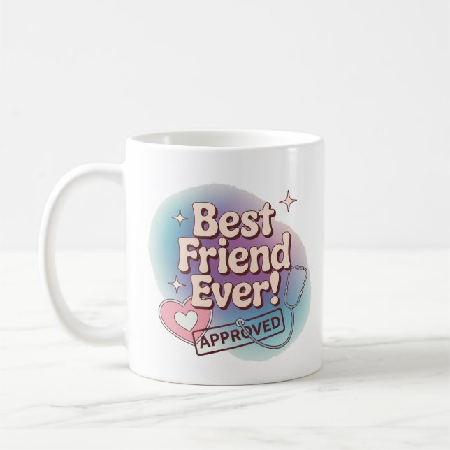 Bästa vän någonsin, godkänd textdesign kaffemugg (Vänster)