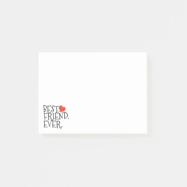 Bästa vän någonsin vänskap hjärttypografi post-it block (Framsida)