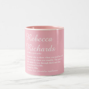Bästa Vän Namn Definition Chic Skript Tjej Pink Två-Tonad Mugg