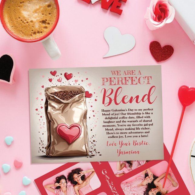Bästa vän Perfekt blandning 4 Foto Galentine's Day Julkort (Skapare uppladdad)
