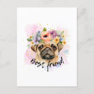 Bästa vän pug för hundar och pug älskare vykort