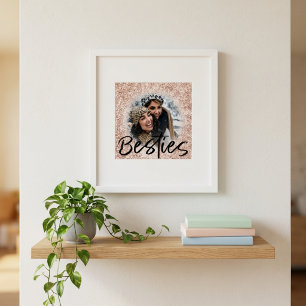 Bästa vän Rose Gold Glitter Foto Poster