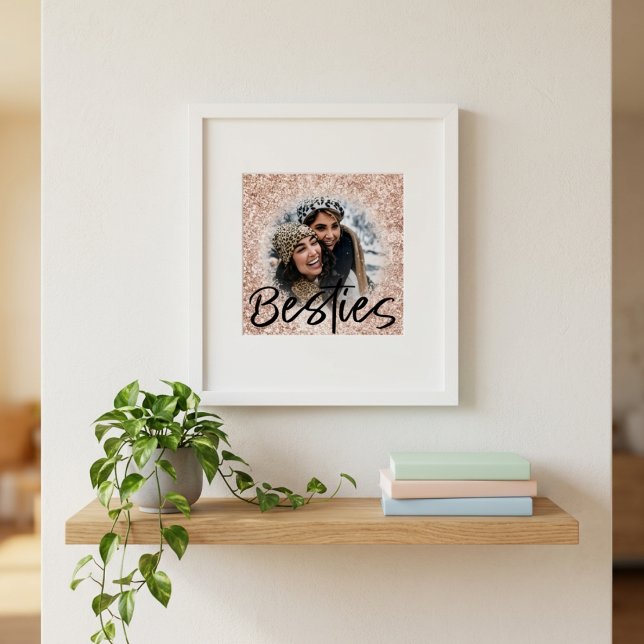 Bästa vän Rose Gold Glitter Foto  Poster (Skapare uppladdad)