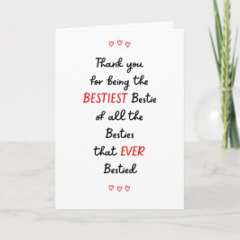 Bästa vän tack för Bestie Card Kort