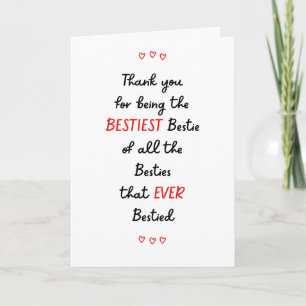 Bästa vän tack för Bestie Card Kort