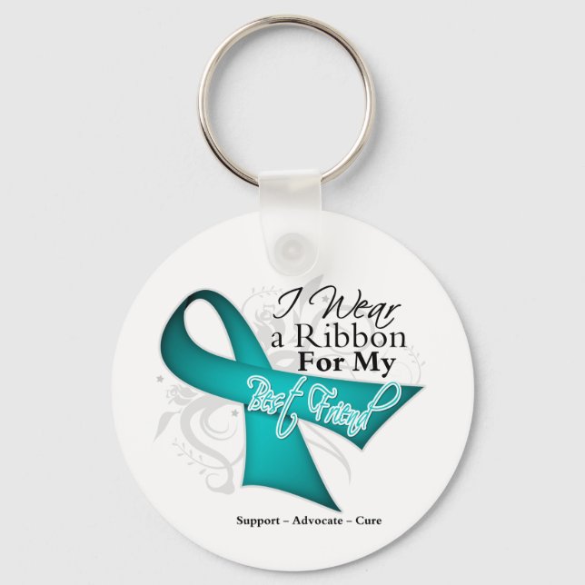 Bästa vän - Teal Ribbon Awareness Nyckelring (Framsida)