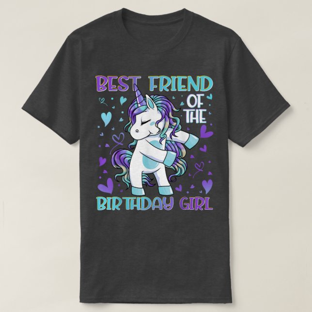 Bästa vän till Birthday Girl Flossing Unicorn T Shirt (Design framsida)