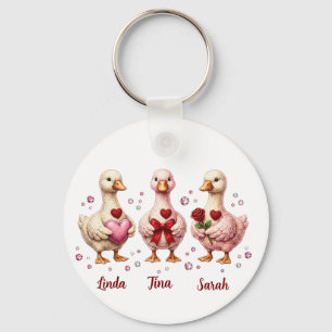 Bästa vän Valentinsdag Gäss vänner Nyckelring