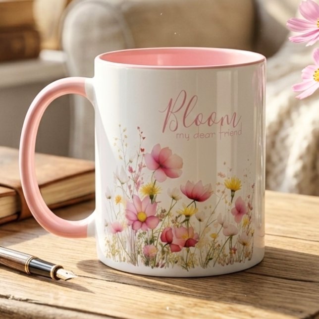 Bästa vän Vildblomma Födelsedagsblomning Mugg (Whimsical wildflower bloom for your best friend — perfect birthday gift idea for her.)