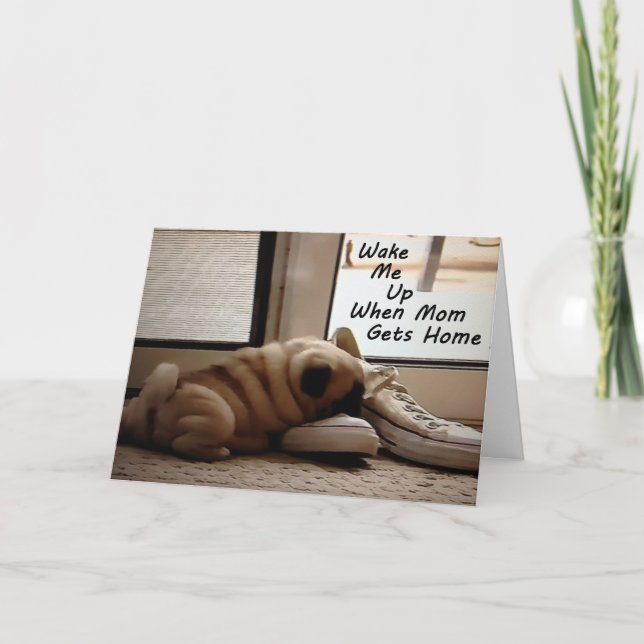 BÄSTA VÄNENDE BIRTHDAY ÖNSKEMÅL FRÅN PUG-VALP KORT (Framsida)
