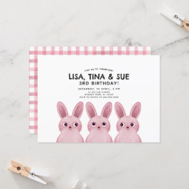 Bästa väninnans födelsedagsfest med rosa kaniner inbjudningar