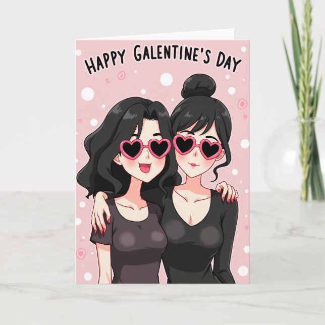 Bästa väninnor Galentines dag-kort Kort (Framsida)