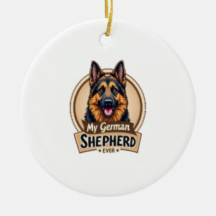 Bästa vännen någonsin Min tyska herde Vintage hund Julgransprydnad Keramik