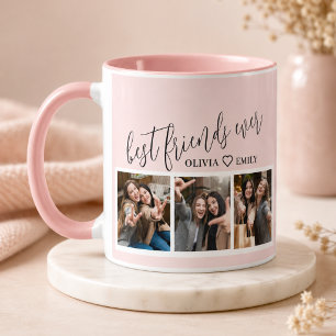 Bästa vänner 3 Fotosammanställning Minne Rosa Rosa Mugg