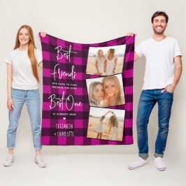 Bästa vänner 3-Trendiget för fotoVänskap - Rosa Pe Fleecefilt