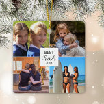 Bästa vänner 4 Photo Collage Bestie Julgransprydnad Keramik<br><div class="desc">Perfektens gåva till din vänskap med BFF. Lägg till upp till fyra foton och datum till denna keramiska julprydnad. I mallarna finns fotokollage och ett datum som du kan anpassa. För besties,  bff'a och levande vänner ge den gåva de kommer att vårda hela året.</div>