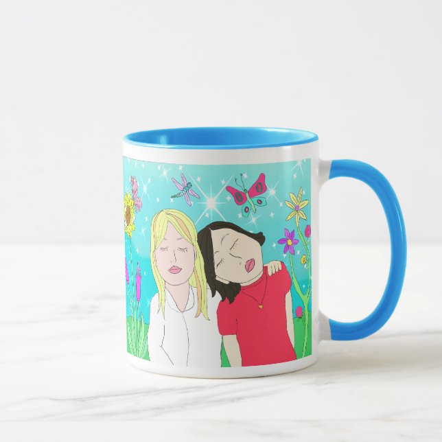 Bästa vänner Alltid folk Art Mugg (Höger)