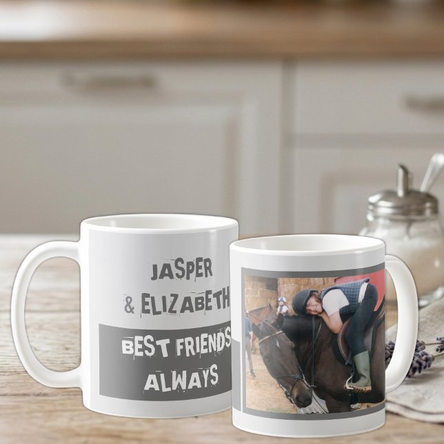 Bästa vänner alltid jag och min häst grå skiffer kaffemugg (Skapare uppladdad)