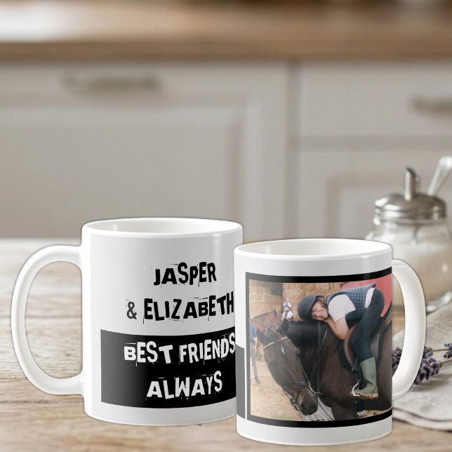 Bästa vänner alltid jag och min häst grå svart kaffemugg (Skapare uppladdad)