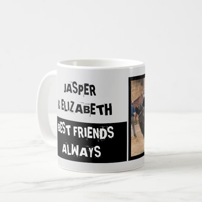 Bästa vänner alltid jag och min häst grått svart kaffemugg (Framsida vänster)