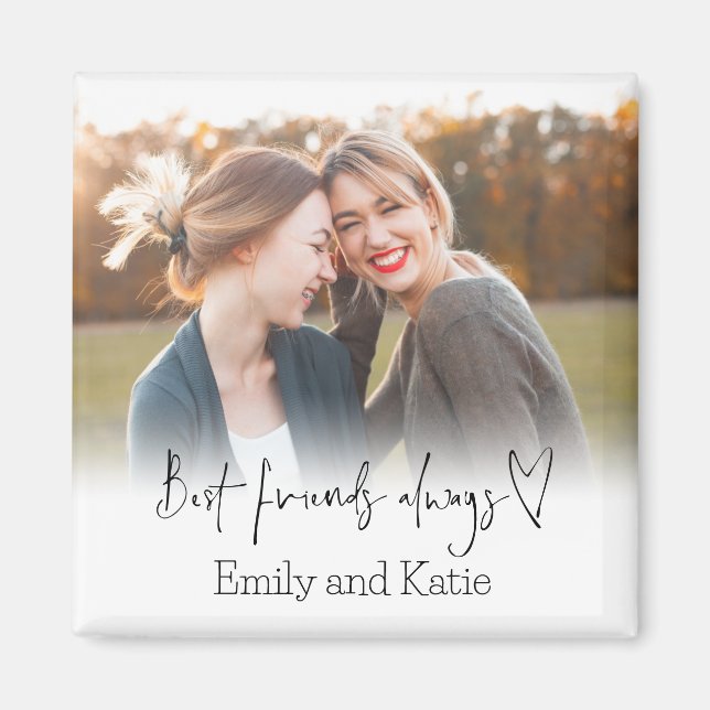 Bästa vänner alltid Namn Heart-skriptfoto Magnet (Framsidan)