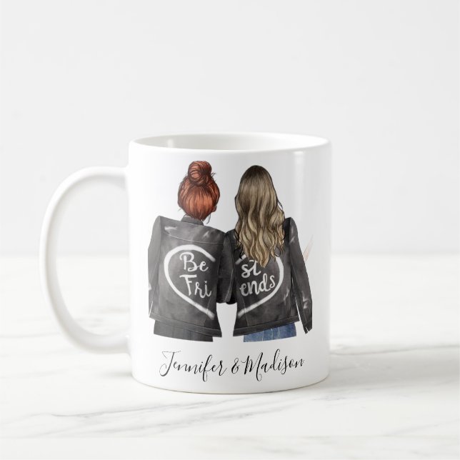 Bästa vänner Anpassade frisyrer BFF Bästa vänner V Kaffemugg (Vänster)