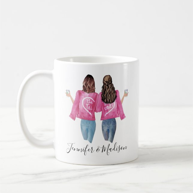 Bästa Vänner Anpassat Hår BFF Bästa Vänners Vänska Kaffemugg (Vänster)