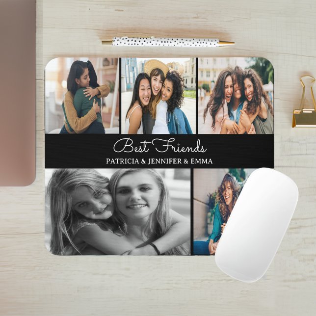 Bästa vänner | Anpassningsbar Många-fotoårsdag Musmatta (family photo collage mouse pad
)