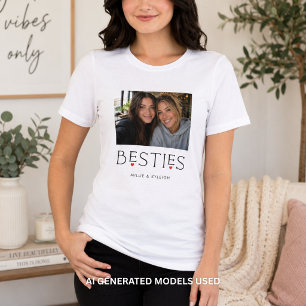 Bästa vänner Bästis Hjärtat Typografi Foto T Shirt