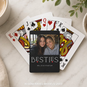 Bästa vänner Bästis Hjärtat Typografi Svart Foto Casinokort