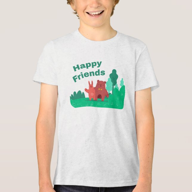 Bästa vänner Bear och kanin T Shirt (Framsida)
