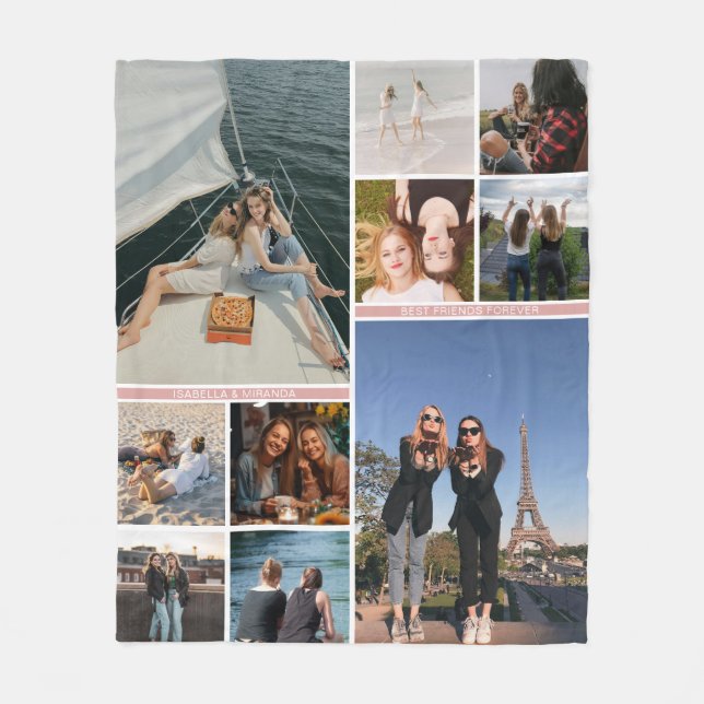 Bästa vänner Besties 10 Photo Collage Fleecefilt (Framsidan)