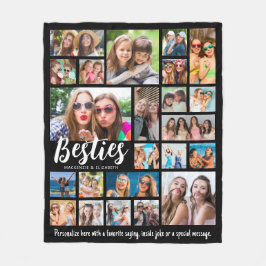 Bästa vänner BESTIES 23 Photo Collage Anpassningsb Fleecefilt