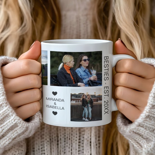 Bästa vänner Besties 7-fotokollage Kaffemugg (Add Your Own 7 Photos Best Friends - Besties Mug by MINTIC DESIGN STUDIO)