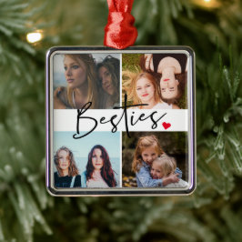 Bästa vänner Besties-fotokollage Julgransprydnad Metall