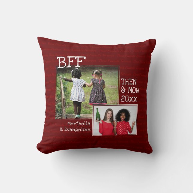 BÄSTA VÄNNER BFF | 2 FOTO-minne | Burgundy Kudde (Framsida)