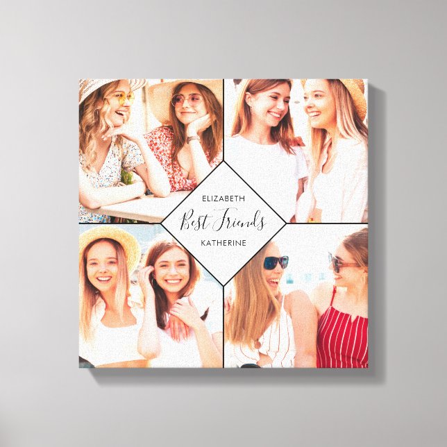 Bästa vänner BFF Bästisar Namn Fotocollage Canvastryck (Framsida)