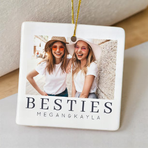 Bästa vänner BFF-foto med minimalistisk modern Chi Julgransprydnad Keramik