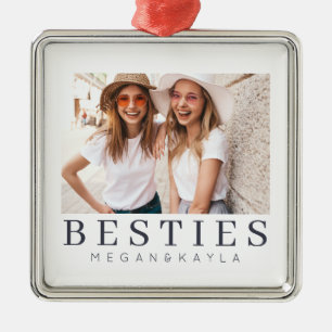 Bästa vänner BFF-foto med minimalistisk modern Chi Julgransprydnad Metall