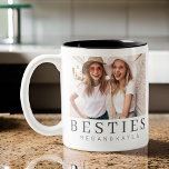 Bästa vänner BFF-foto med minimalistisk modern Chi Två-Tonad Mugg<br><div class="desc">Design består av roligt och lekfull typografi med sans serif- och serif-teckensnitt. Lägg till ett anpassningsbar-foto.</div>