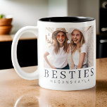 Bästa vänner BFF-foto med minimalistisk modern Chi Två-Tonad Mugg<br><div class="desc">Design består av roligt och lekfull typografi med sans serif- och serif-teckensnitt. Lägg till ett anpassningsbar-foto.</div>
