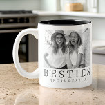 Bästa vänner BFF-foto med minimalistisk modern Chi Två-Tonad Mugg<br><div class="desc">Design består av roligt och lekfull typografi med sans serif- och serif-teckensnitt. Lägg till ett anpassningsbar-foto.</div>