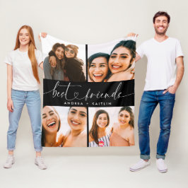 Bästa vänner BFF Modern Elegant Heart-skript - fot Fleecefilt