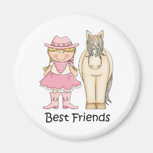 Bästa vänner - Blond Cowgirl och Horse Magnet
