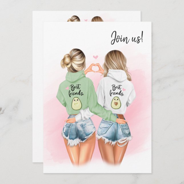 Bästa vänner Blonde Bachelorette-inbjudan Inbjudningar (Fram/baksida)